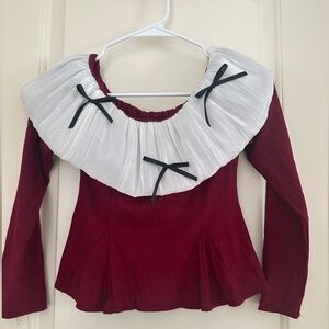Elegant Red and White Women's Top